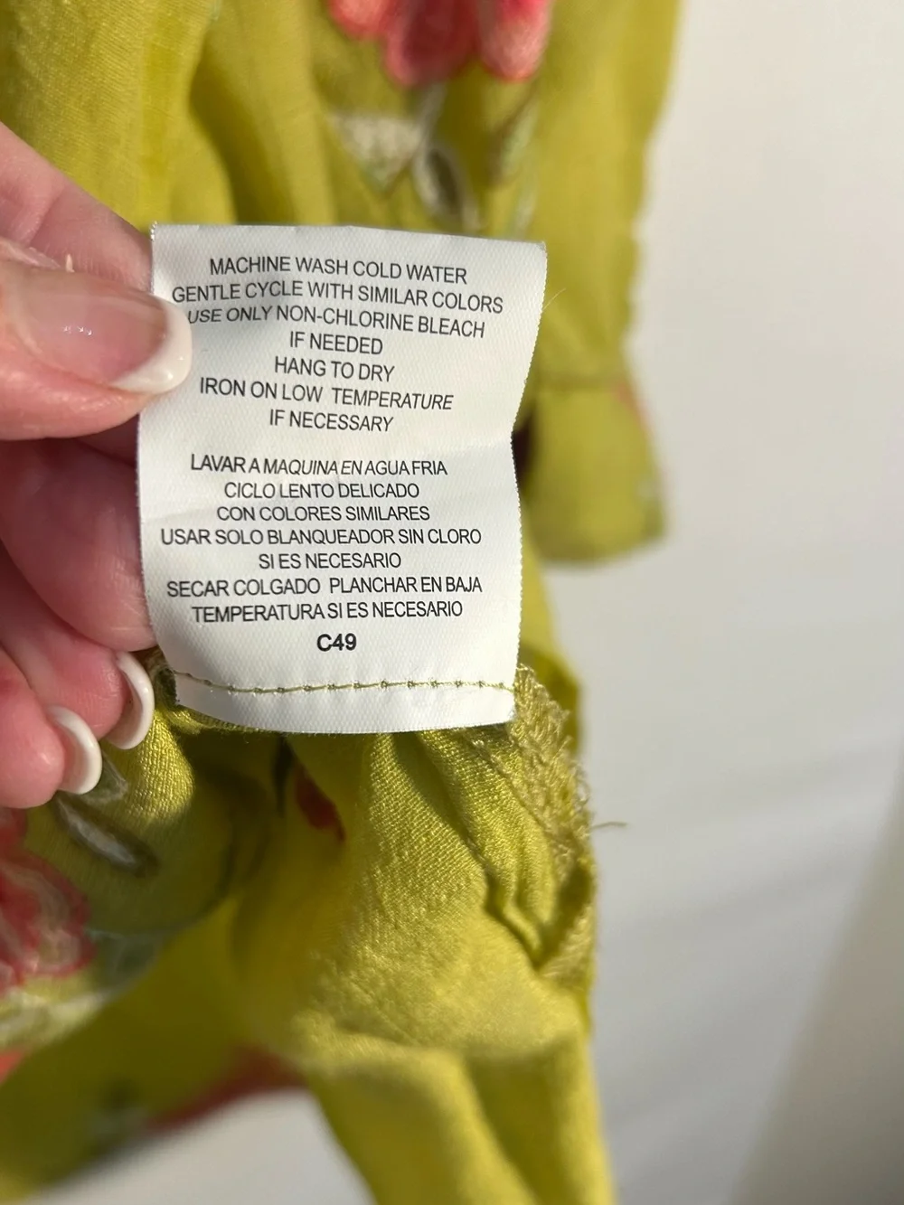 Embroidered Floral Button-Down Shirt in Chartreuse - Picture 5 of 9